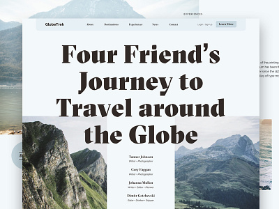 Globetrek | Home V1 blog design travel ui web design