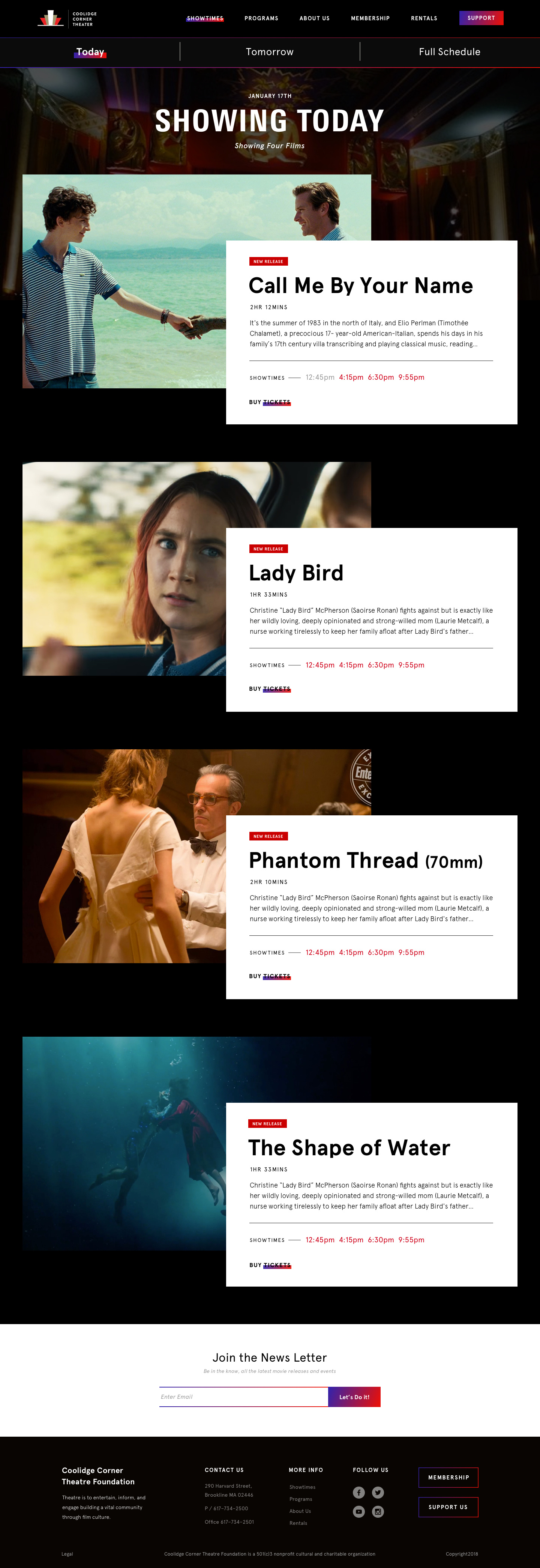 Showtimes Screen by Britton Stipetic on Dribbble