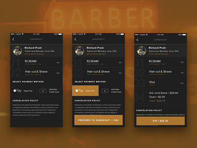 Guile App - Checkout Process app barbers barbershop checkout mobile ui