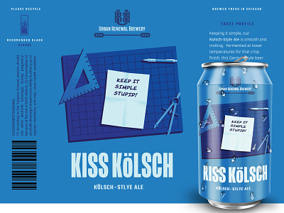 Kiss Kolsch | Urban Renewal Brewing beer beer can beer illustration beer labels breweries brewery can design design illustration packaging design