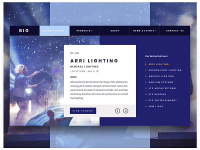 Big Manufacturers Page design effects lighting slider theater ui userinterface ux webdesign