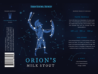 Orions Milk Stout beer cans beer label beer packaging design illustration packaging packaging design space typography vector