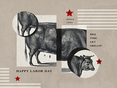 Labor Day USA britton stipetic collage cool design food food and beverage holiday card meat meats usa