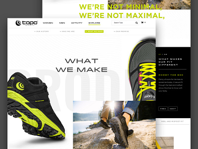 Topo: What We Make about page athletic cool design shoes ui ux web website