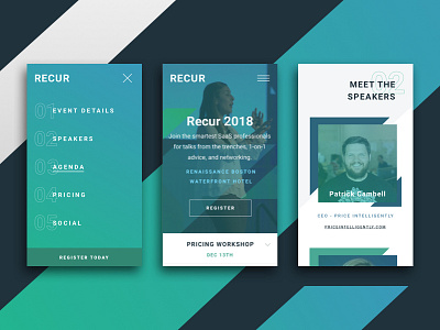 Mobile Recur Website conference design graphic design saas landing page tech ui ux web website