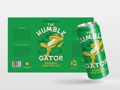 Humble Gator Beer beer can beer label chicago brewery design gator graphic design illustration package design package mockup packaging