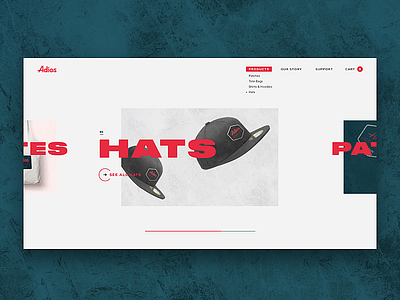 Adios clothing design e commerce graphic design hats patches retail ui ux web website