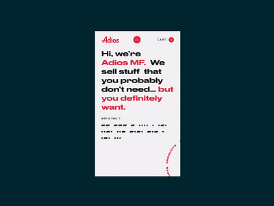 Adios - Home & Products animation design ecommerce graphic design homepage interactive design motion design online store product design product page products retail streetwear typography ui ui animation ux web website