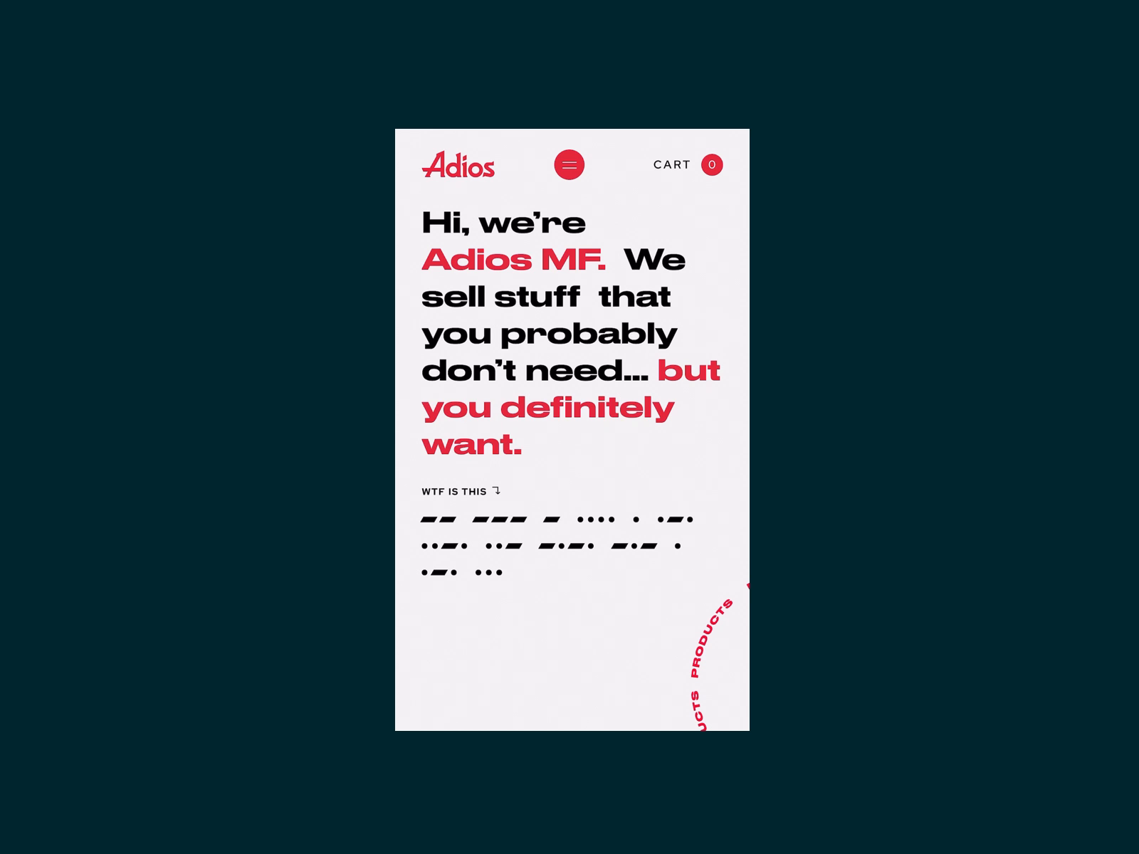 Adios - Home & Products by Britton Stipetic for Rogue Studio on Dribbble