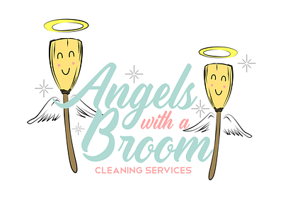 Angels With A Broom Logo Design branding design illustration typography