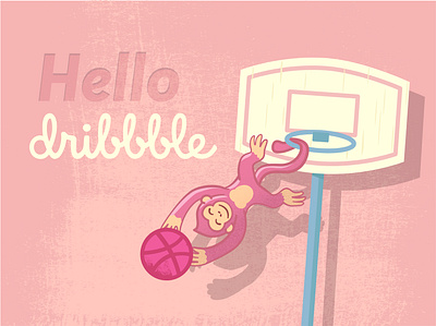 Hello Dribbble chimp design first shot hello hellodribbble illustration monkeys