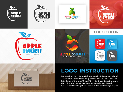 Food Logo design for Apple Smuch apple sause apple apple logo design best branding custom sticker design design food logo food logo design graphic design illustration logo popular print typography ui ux vector web