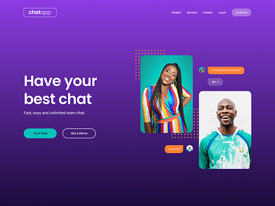 Landing Page Chat App app chat concept design figma landing page platform team ui ux violet web web design