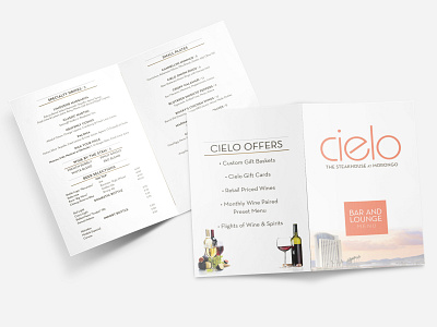 Morongo's Cielo Bar & Lounge Menu casino design food menu graphic design logo design menu design restaurant steakhouse