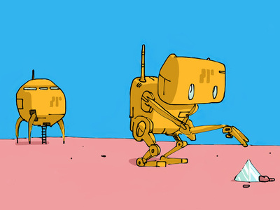 Explorers illustration comic robots science fiction