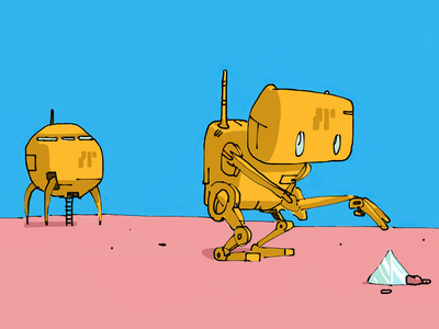 Explorers comic illustration robots science fiction