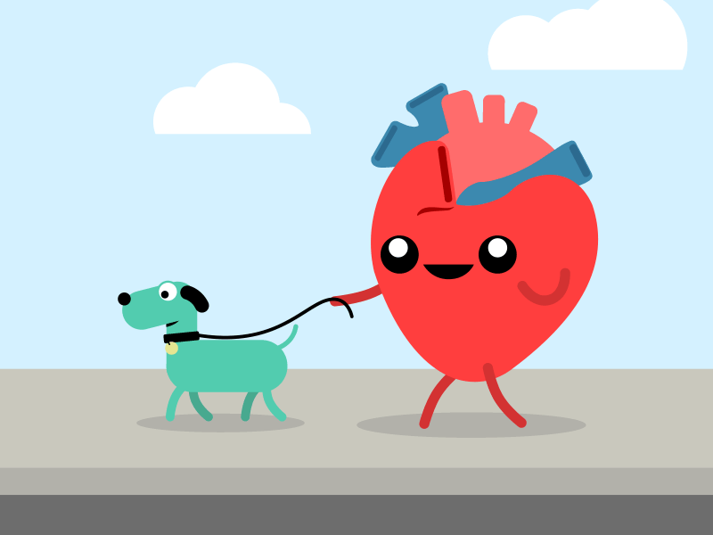 Healthy Heart after effects cycle dog gif heart heart health loop rubber hose walk