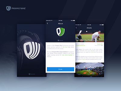Prospect Wire App app baseball baseball player blue events game iphone mlb mobile sports ui