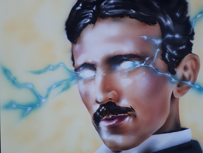 Nikola Tesla airbrush illustration motion graphics