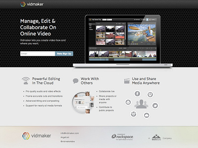 Vidmaker graphic design landing page startup ui ux web design