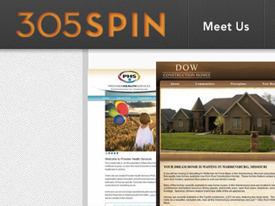 305 Spin Website 305 spin branding gray navigation orange portfolio texture web design website