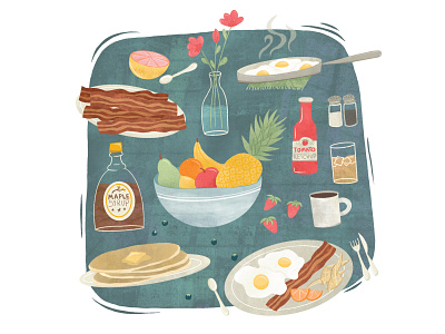 Brunch breakfast brunch editorial editorial illustration food food and drink food illustration illustration texture