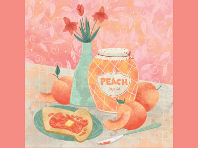 Peach Jam breakfast editorial editorial illustration food food illustration illustration jam peach procreate texture toast