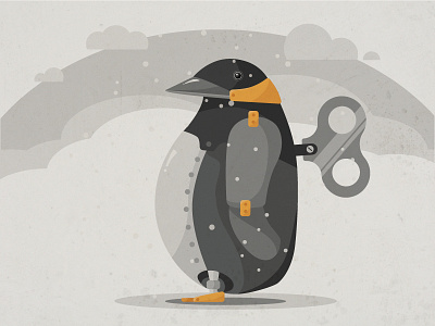 Robot Penguin bird black marchofrobots mech orange penguin robots toy white wind up