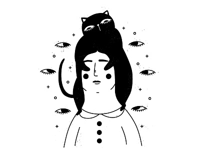 Guess Who! abstract black and white cat cat lady editorial eyes grunge illustration people texture vector women