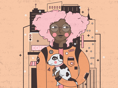 Pink City afro city contemporary art editorial fashion illustration illustration people pink puppy texture urban art vector women