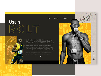 Usain Bolt Landing design dukie flat landingpage minimal process typography ui usain bolt ux