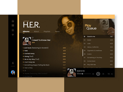 Music player - H.e.r. dukie music music app music player play player sound ui uiux ux vector web design webdesign website design