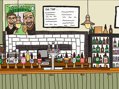 'Inside Donny Brewery & Tap' design illustration interior people procreate