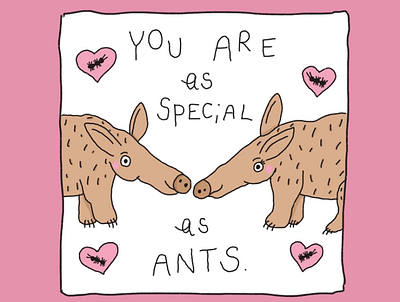 'Anteaters in Love' Card animal anteater card design graphic design illustration procreate valentines