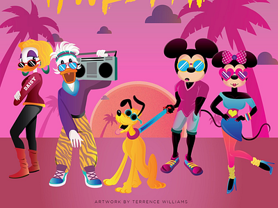 80s Mickey and Friends daisy disney donald goofy house of mouse illustration illustrator mickey minnie mouse pluto vector