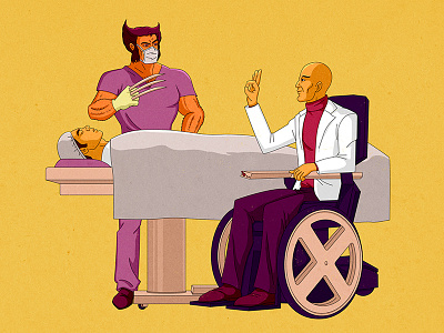 Wolverine, Surgeon in Training comic hero illustration marvel med school operation professor x superhero surgeon surgery wolverine x men