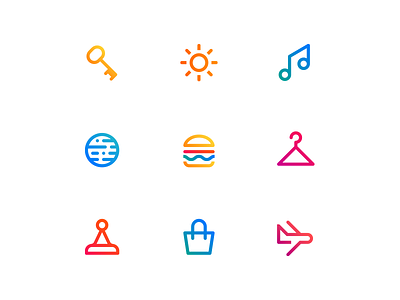 Topic Icons bag burger hanger icon icons key line music pawn plane planet sun