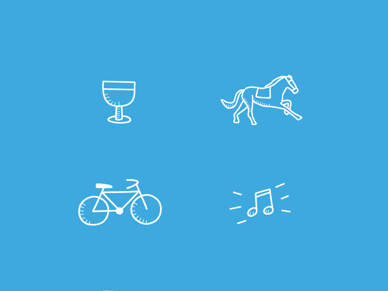Leisure Icons beer bicycle bike horse music racing wine
