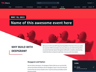 Event Page developer event devrel event page ui