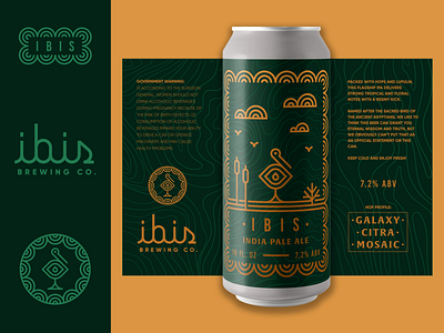 Brandimals 09 - Ibis animal beer beer can bird brewery geometric glass illustration label logo marsh monoline