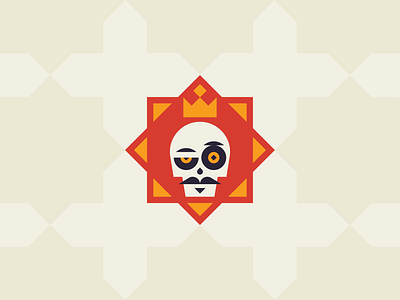 Esqueleto pt. 1 badge crown eye geometric gold icon king logo medieval mexican mustache pattern red skeleton skull star sugar skull tequila tile triangle