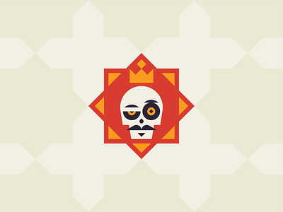 Esqueleto pt. 1 badge crown eye geometric gold icon king logo medieval mexican mustache pattern red skeleton skull star sugar skull tequila tile triangle