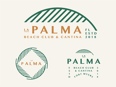 La Palma badge bar beach branding cantina florida fort myers frond geometric gold green illustration logo ocean palm tree restaurant retro tropical vintage