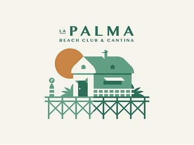 La Palma part 3 architecture awning beach branding building buoy cabana cantina dock geometric hut illustration logo ocean palm pier plant restaurant roof shadow