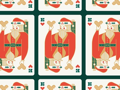 Santa Playing Card 2020 christmas cookie deck geometric green hat hearts holiday holly illustration king logo playing card present red royal saint nick