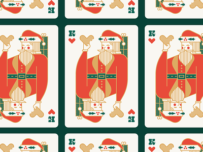 Santa Playing Card 2020 christmas cookie deck geometric green hat hearts holiday holly illustration king logo playing card present red royal saint nick