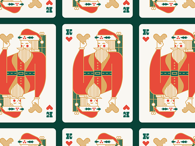 Santa Playing Card 2020 christmas cookie deck geometric green hat hearts holiday holly illustration king logo playing card present red royal saint nick