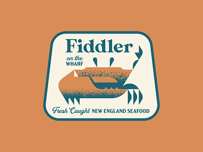 Fiddler on the Wharf - pt. 1 animal badge boston cape cod claw crab geometric illustration logo nautical new england patch restaurant seafood texture