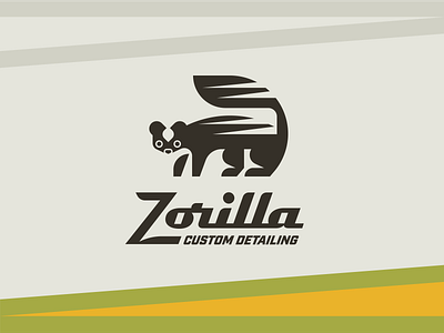 Brandimals pt. 26 - Zorilla animal brand identity branding critter custom type fox fur geometric illustration logo polecat script skunk stripes tail zorilla