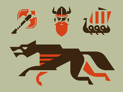 Norse animal axe battle beard beast branding fenrir geometric god helmet horns illustration logo mythology norse scandinavian shield ship viking wolf